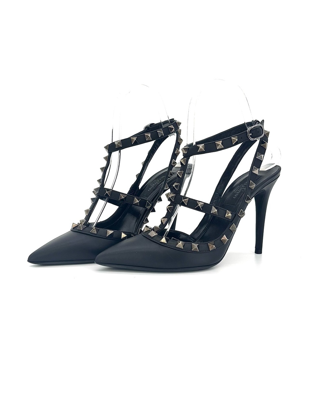 Valentino Garavani Rockstud Cage Strappy Pointed Toe Pumps 36.5